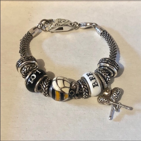 Brighton Best Friends Forever (BFF) bead in white and black Retired - Picture 3 of 5